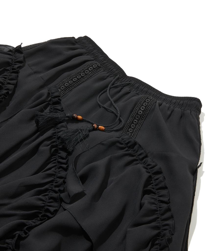 Юбка Penfield Boho Chic с диагональной оборкой Черная_Fs2Ws90F