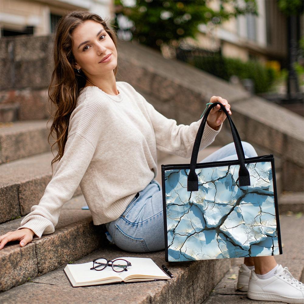 Crack Texture Tote Bag Fashion Large Capacity Daily Commuter Handbag
