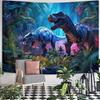 Prehistoric-Themed Vivid Dinosaur In Jungle Tapestry Dorm Wall Hanging Banner Wild Vibe Room Decoration