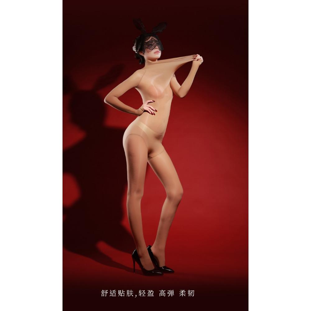 Chest Seamless Oily Full Body One-piece Stockings Silky Smooth Horse Oily One-piece Five-finger Sexy Fun Open Crotch Seduction Woman