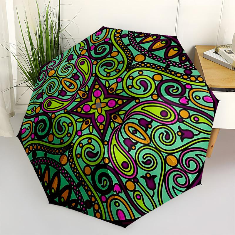 1pc Mandala Artwork Automatic Umbrella - Automatic Opening And Closing, Sturdy Iron Frame, Formal Occasions yy251018244