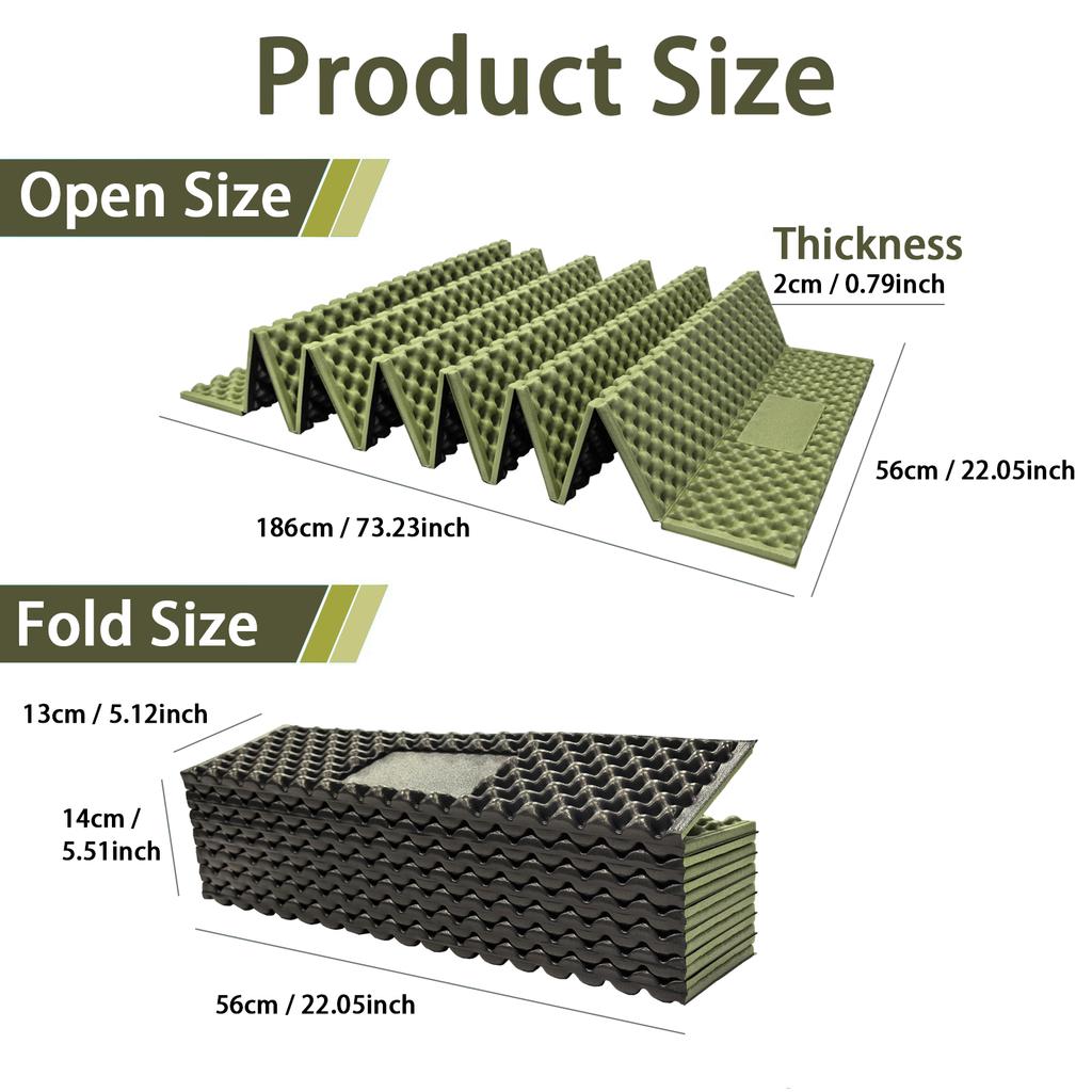 Thickened Egg Crate Foam Sleeping Pad Portable Folding Camp Mat Moisture-Proof Camping Mattress for Outdoor Hiking Picnic Tent