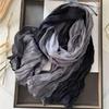 Bohemian Women's Long Pleated Shawl Warm Windproof Gradient Texture Scarf Lightweight Gradient Color Bandana Shawl Wraps