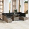VidaXL 10-Piece Garden Sofa Set with Grey Cushions In Poly Rattan 3349245