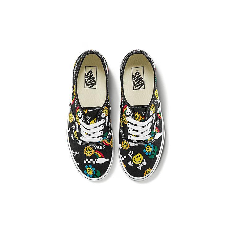 Project x Manual Order x Vans Authentic Canvas Smiley Print Low Top Sneakers Unisex Black VN0A5KS9936