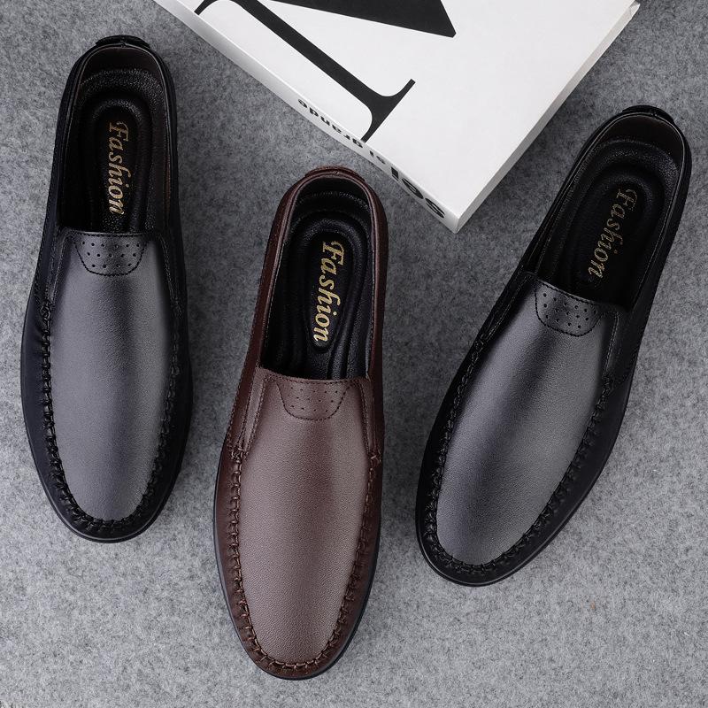 Новые мужские туфли весна и осень натуральная кожа мужские молодежные деловые повседневные кожаные туфли удобные туфли-лодочки с низким верхом Gommino