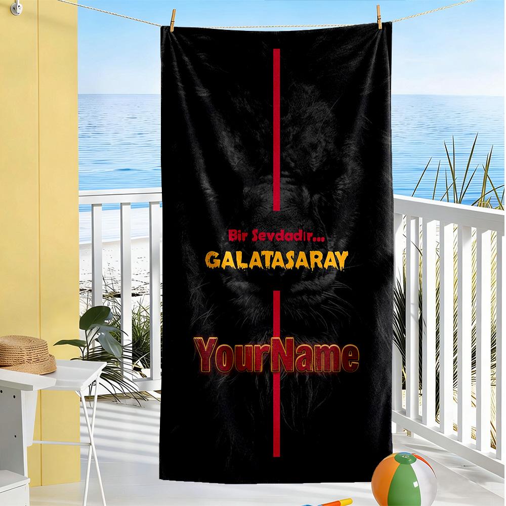 Galatasaray Customizable Name Beach Towel Super Soft Microfiber Quickdry Fabric Perfect for Traveling Yoga Camping and Swimming