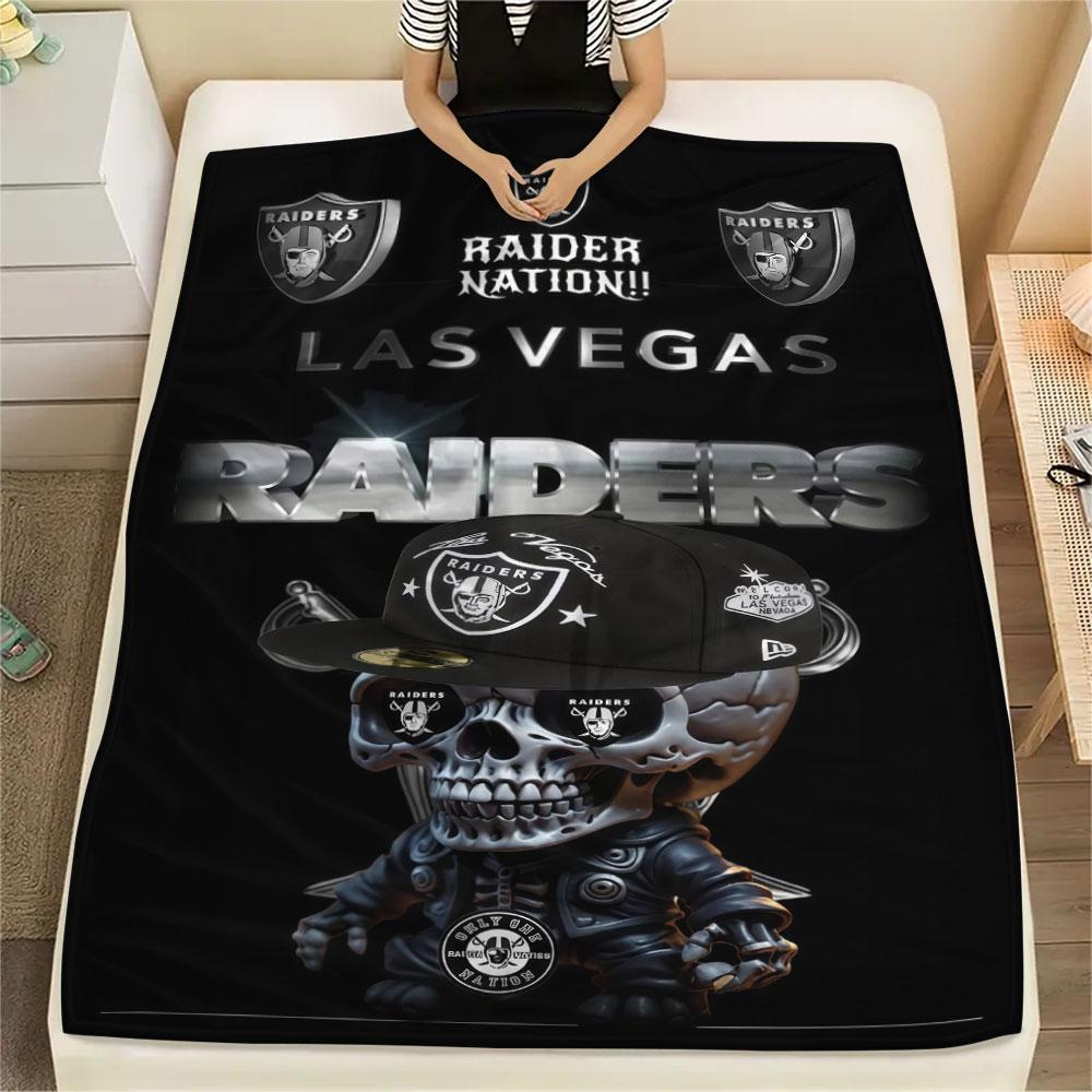 Black Raiders Printed Flannel Blanket, soft throw for bedroom sofa, washable, fan merchandise, great gift.