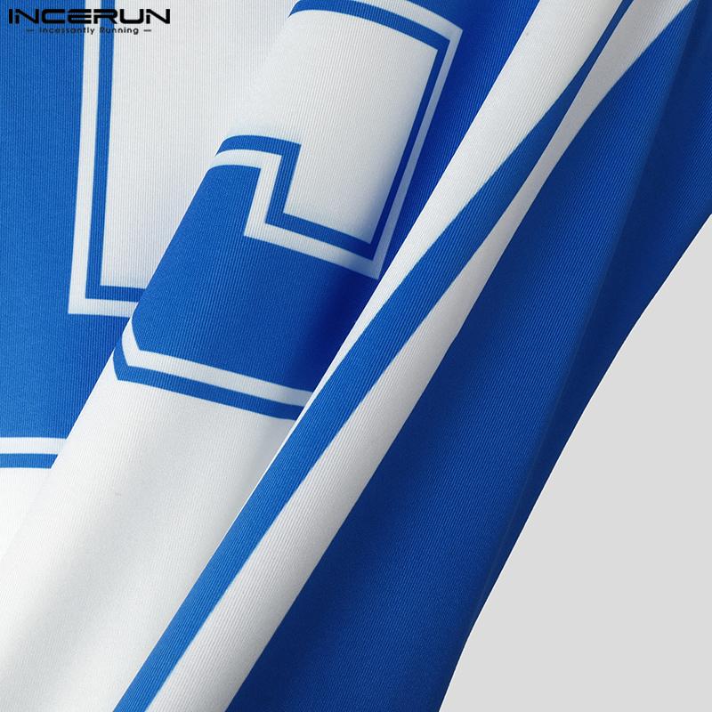 INCERUN Мужские комбинезоны без рукавов с буквенным принтом, облегающие комбинезоны, боди, домашняя одежда