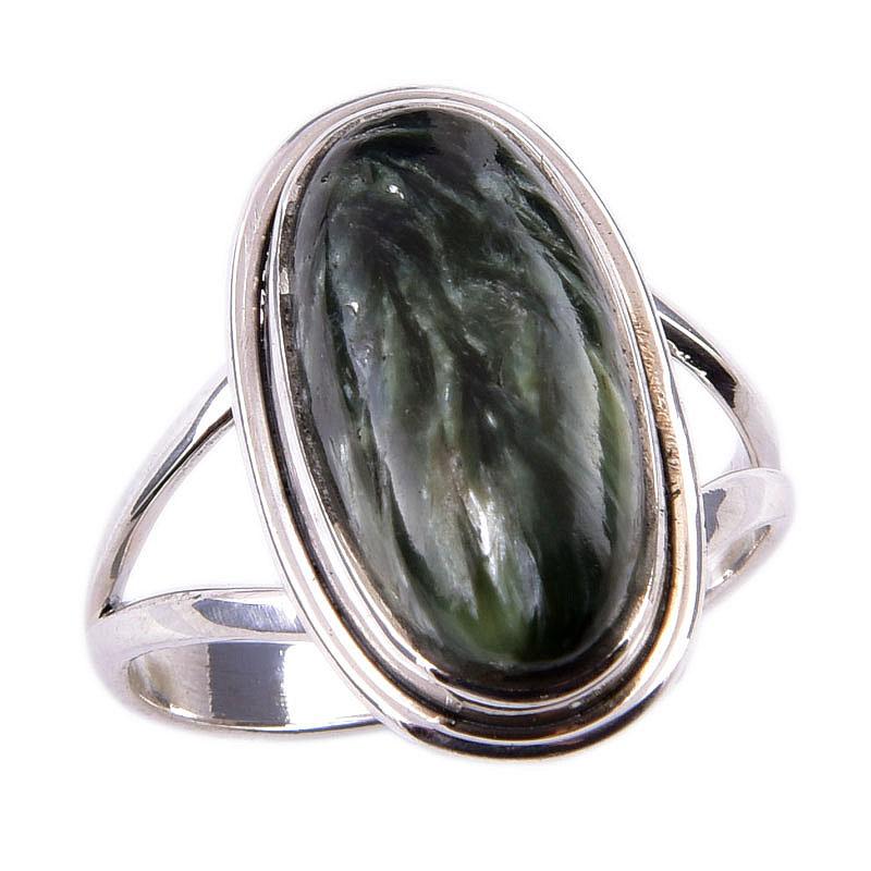 Натуральный драгоценный камень серафинит 925 пробы, ювелирное кольцо из стерлингового серебра, размер 8 y3N96
