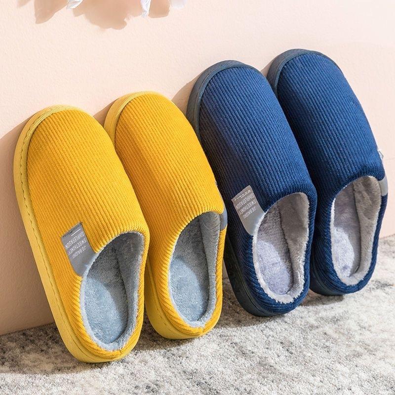 Cotton Slippers Women's Autumn and Winter Couples Fleece Non-slip Thick-bottomed Warm Slippers Men's Winter Supermarket