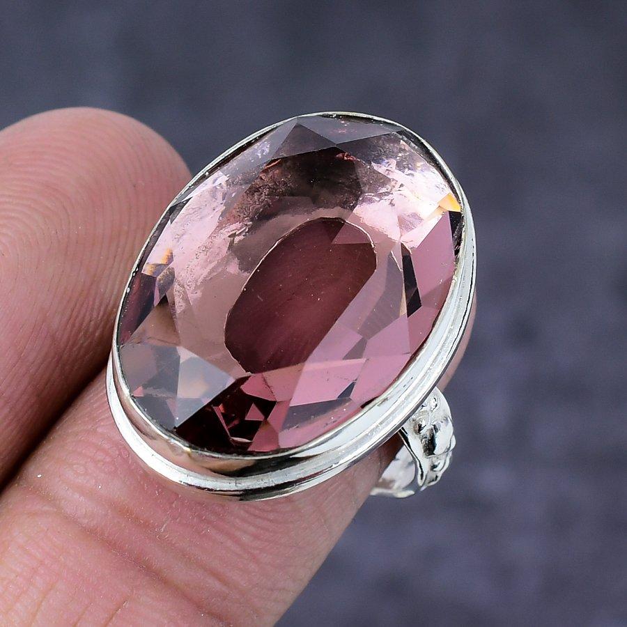 Morganite Gemstone Handmade 925 Sterling Silver Gift Jewelry Ring Size 6 K4e35