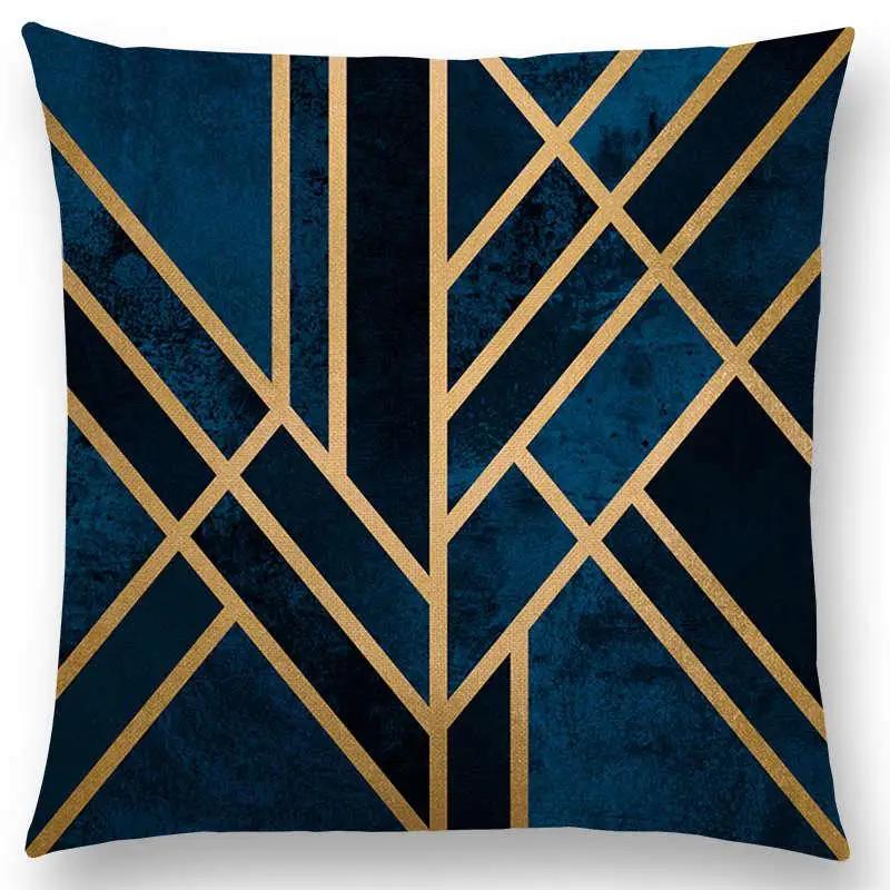 New Geo Emerald Blue Sky Black Night Yellow Lines Geometric Texture Stripes Prints Car Cushion Cover Sofa Throw Pillow Case