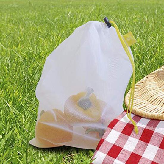 5 шт. Многоразовые сетчатые мешочки на шнурке для овощей и фруктов, моющиеся, легкие