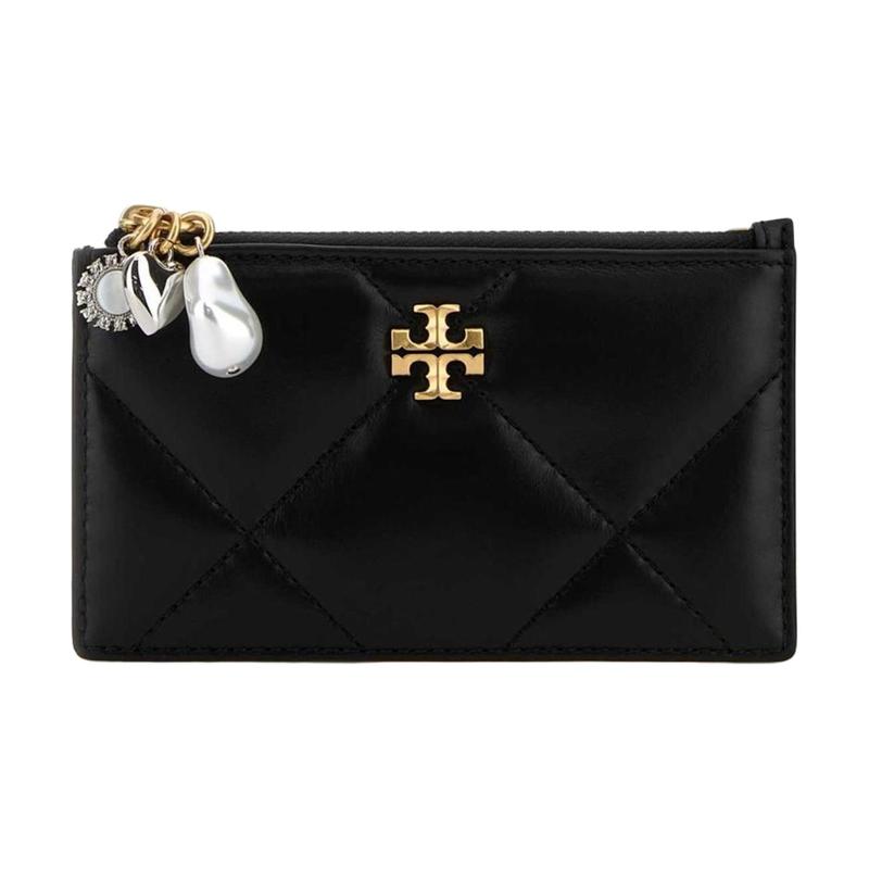 TORY BURCH Kira Logo Diamond Quilted Cow Leather Wallet Women's Black 175011-001