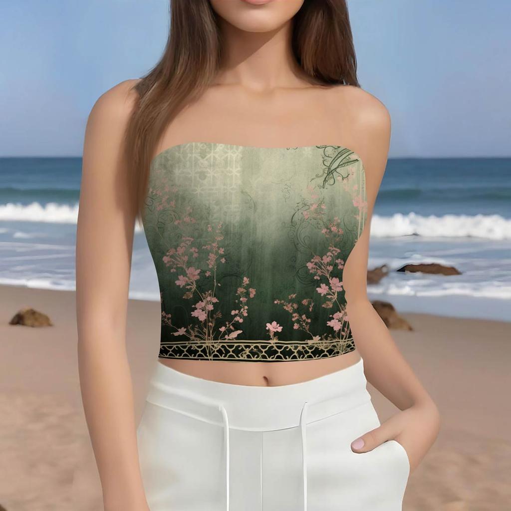 Crop Tops For Women Sexy Cami Tank Summer Tube Sleeveless Printed Camisole Shirt Vest