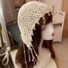 Pearl Bun Hats Ethnic Headscarf Hats Cute Tassels Hats  Outdoor