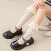 New Children Lace Stockings Bow Girl Calf Socks Summer Thin Breathable Design Beige Children Mid Tube Socks
