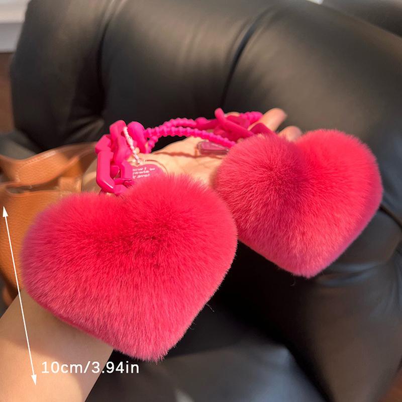Натуральный мех кролика рекс сердце сумка брелок цепочка подвеска сумка женская девушка сумка подвески автомобили аксессуар пушистый брелок подарки