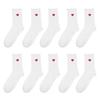 3/5/10/20 Pairs of Women's Crew Socks, White, Heart Pattern, Comfortable, Breathable, Moisture-Wicking