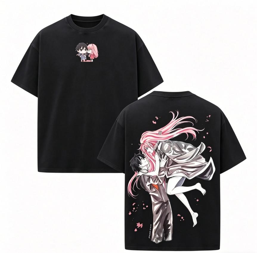 DARLING in the FRANXX Зеро Ту Аниме Любитель Стиранная Футболка Круглогодичная одежда Высокое качество Личность Одежда Большой Размер Унисекс Новая Модель Футболка для Пар