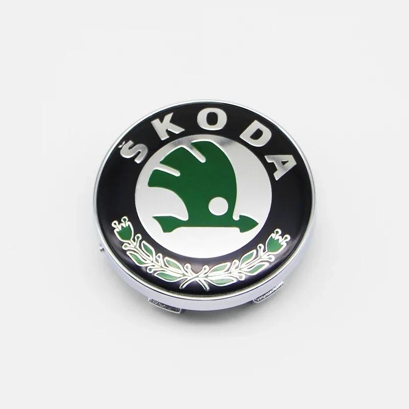 2025 New 4Pcs 56mm Wheel Center Caps Aluminum Domed Sticker Logo Alloy Badge For Skoda Rapid Octavia A5 RS Kodiaq Fabia A7 Acces