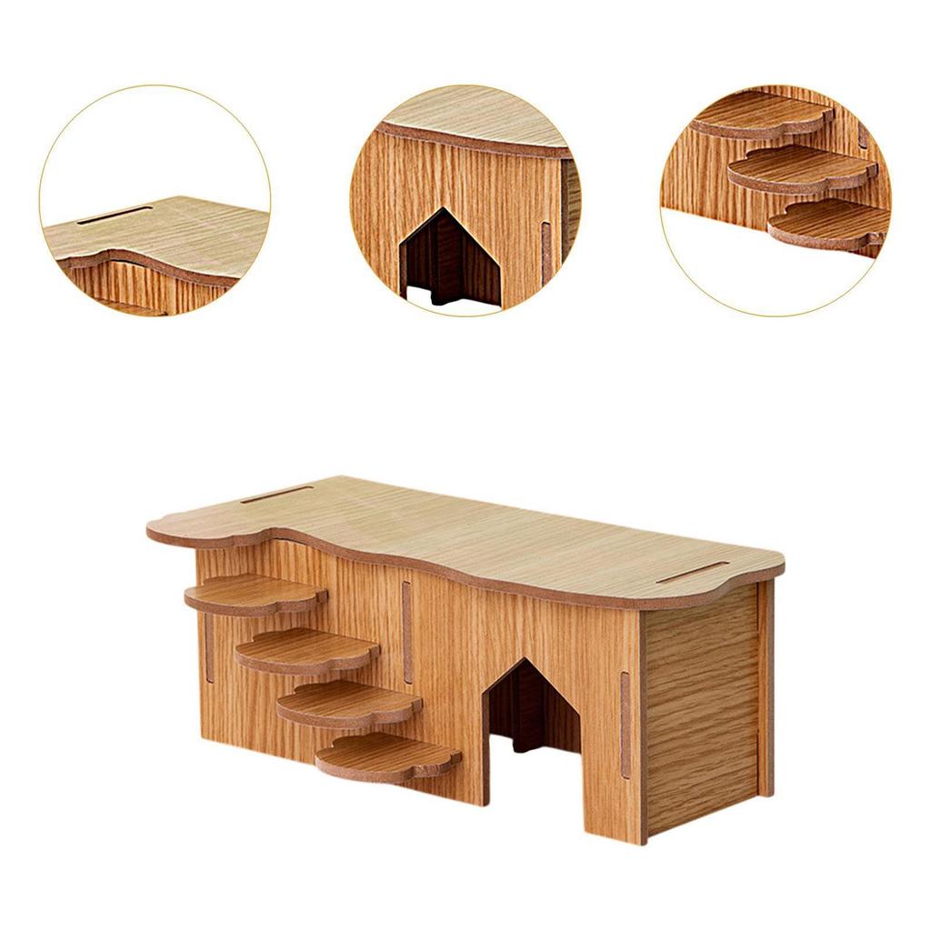 Домик для хомяка, укрытия, лестница для лазания, среда обитания мелких животных, игровой домик из натурального дерева, жевательная игрушка для карликового хомяка