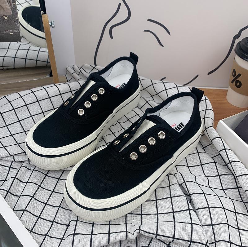 Женские парусиновые туфли в гонконгском стиле 2025 года: Mango, Candy Colors, тонкие, толстые, ленивые, летние белые кроссовки