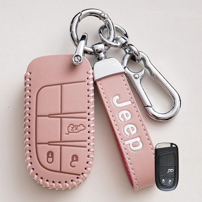 High quality New Leather Car Key Cover Case Fob for Jeep Renegade Compass Grand Cherokee for Chrysler 300C Wrangler Accessories AMN1