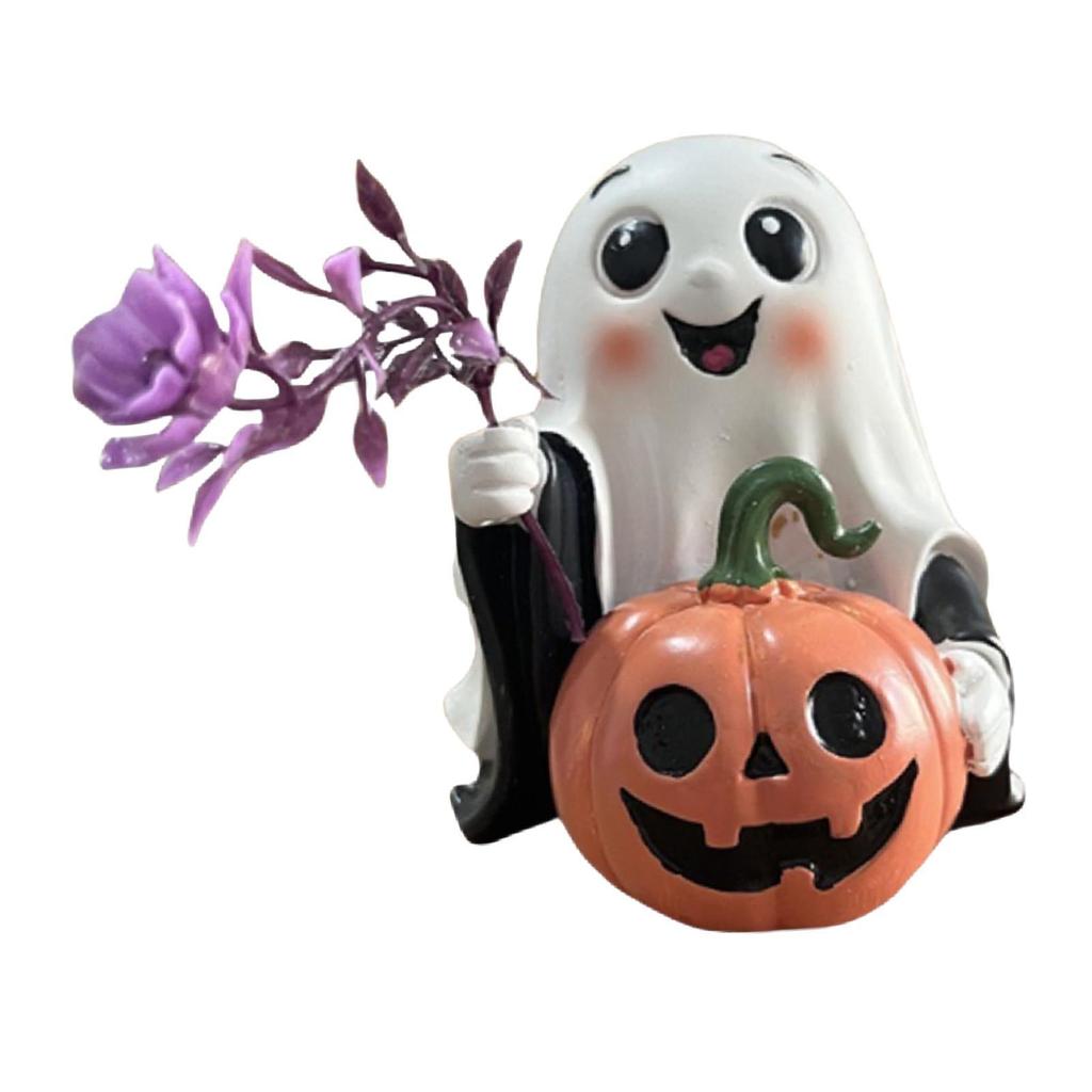 Halloween Pumpkin Statue Decoration Cute Holiday Gift Pumpkin Figurine for Indoor Dining Room House Bedroom Office
