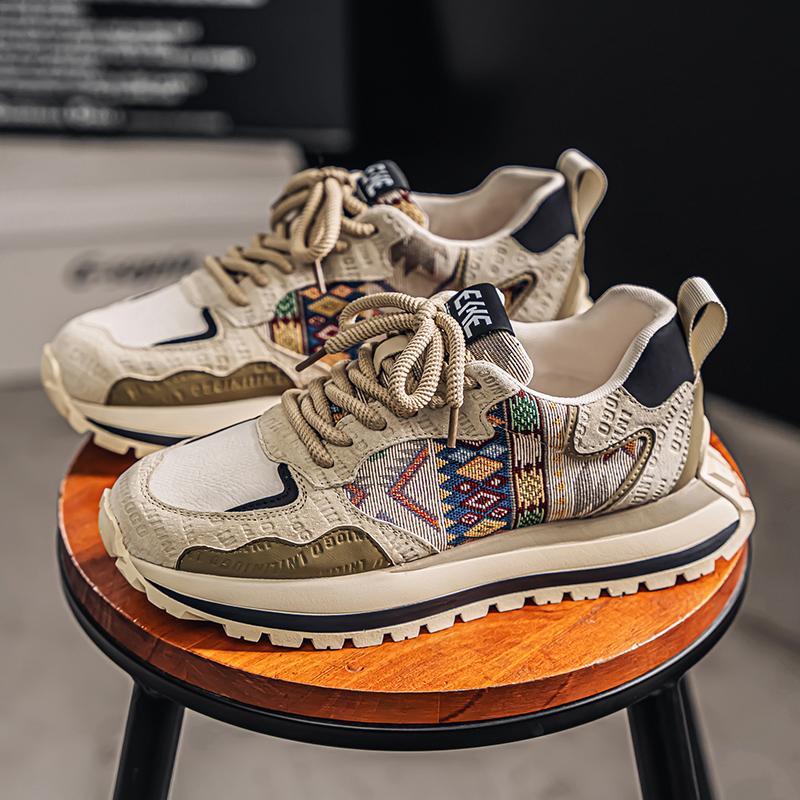 Мужские повседневные кроссовки, трендовые универсальные кроссовки для папы, модная удобная обувь на шнуровке, низкие, на толстой подошве, мужская обувь