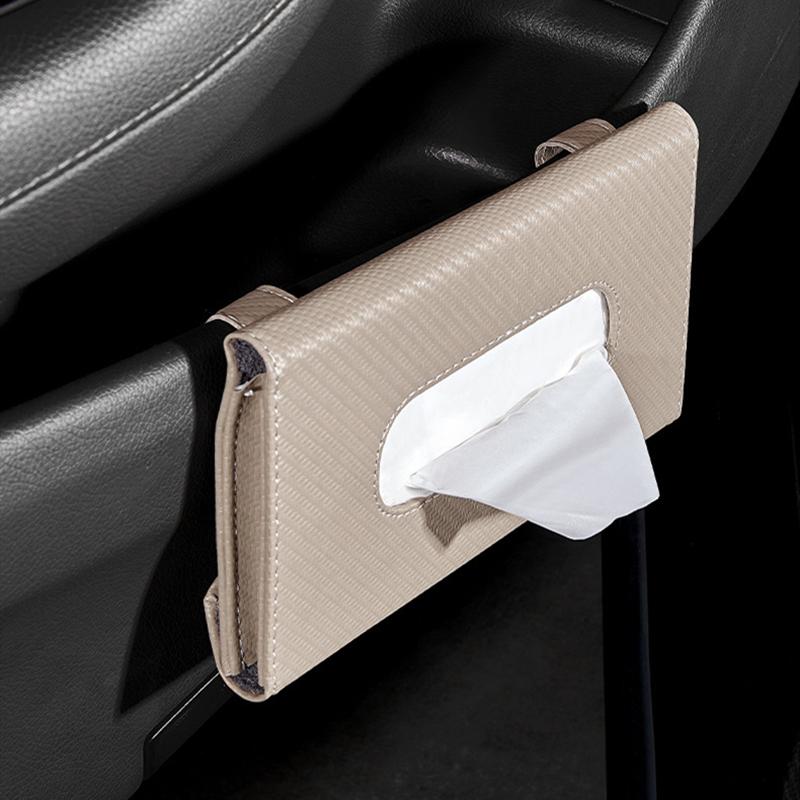 Car Sun Visor Plate Tissue Box Universal Interior Paper Towel Storage Bag Carbon Fiber Sun Visor Tissue Boxes