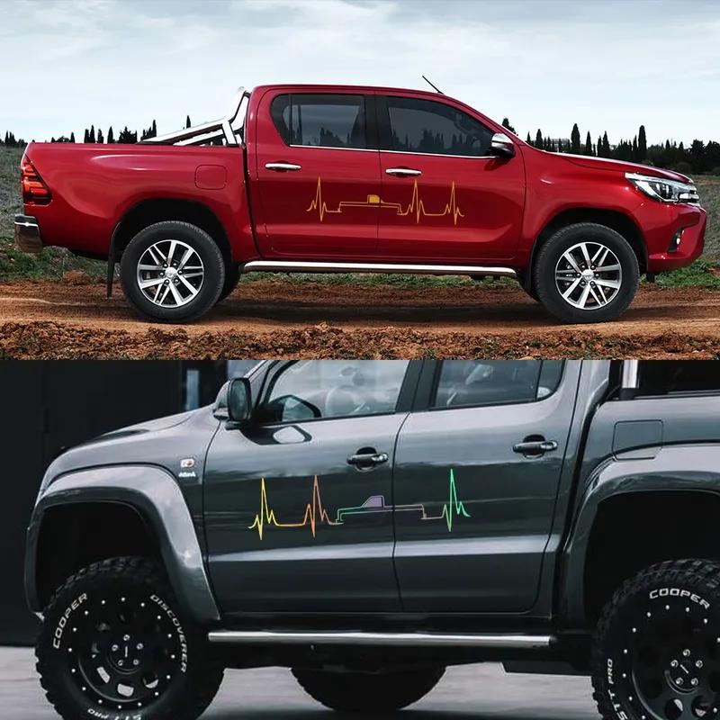 Graphics Heartbeat Pickup Body Side Sticker Car Tuning Decor Decal Wrap Decoration For Ford F150 Chevy Silverado GMC Sierra Auto