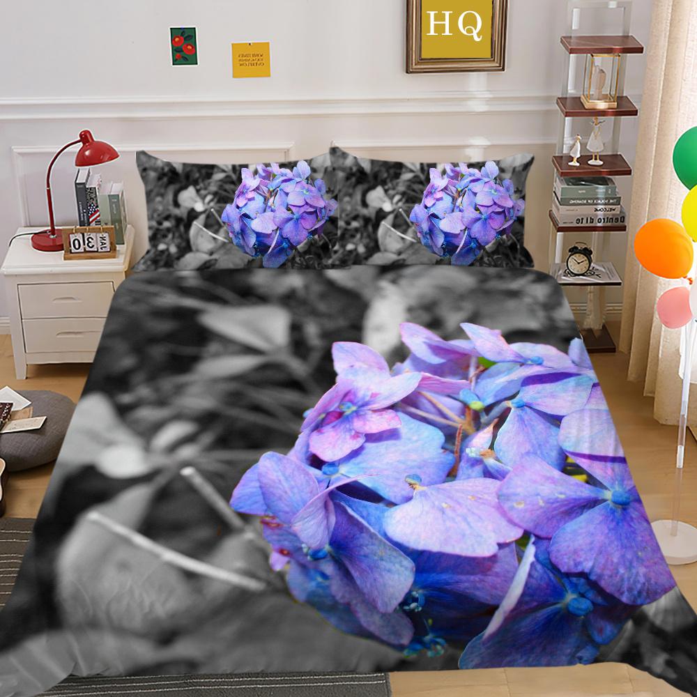 Постельное белье с 3D принтом цветов, двойной размер, комплект постельного белья из микрофибры, комплект постельного белья для девочек, модное домашнее постельное белье