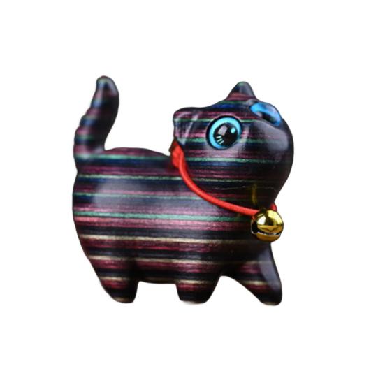 Миниатюрная деревянная фигурка кошки, ручная резьба, статуэтка котенка, скульптура, деревенский стиль, украшение для дома, офиса, рабочего стола