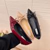 Small Soft Sole Inner Height Increase Single Shoes Women's 2025 New Pointed Bow Night Breeze Gentle Patent Leather Flats