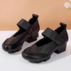 Retro Thick Heel Women Shoes Hook Loop Mary Jane Loafers Luxury 5 Cm Pumps Genuine Leather Sewn Square Heel Single Shoes