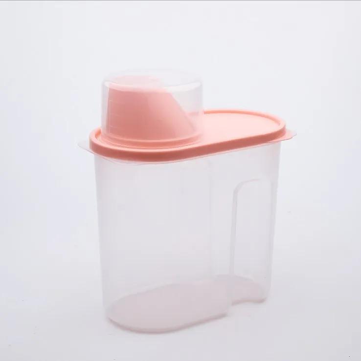 1.9L-2.5L PP Food Storage Box Plastic Clear Container Set with Pour Lids Kitchen Storage Bottles Jars Dried Grains Tank