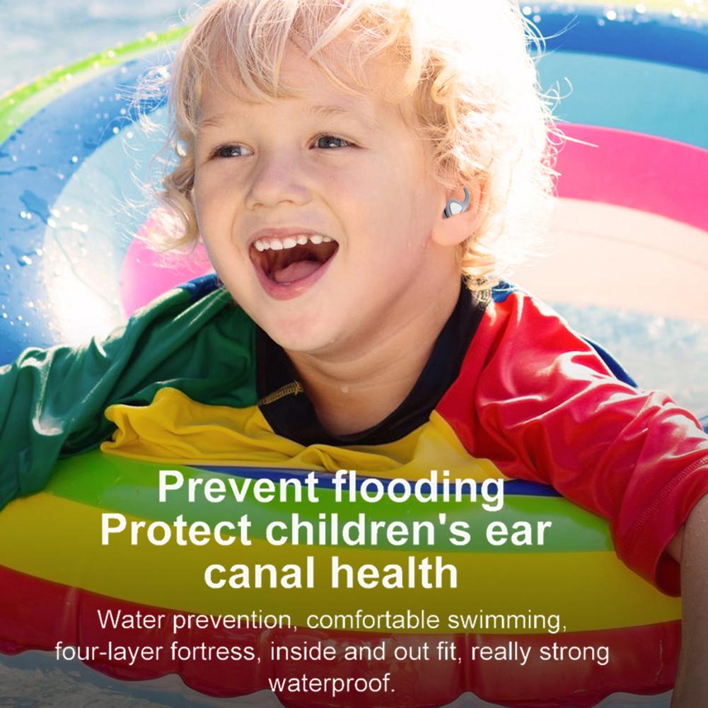 #L Детские силиконовые беруши водонепроницаемые шумоподавляющие многоразовые для плавания (серый