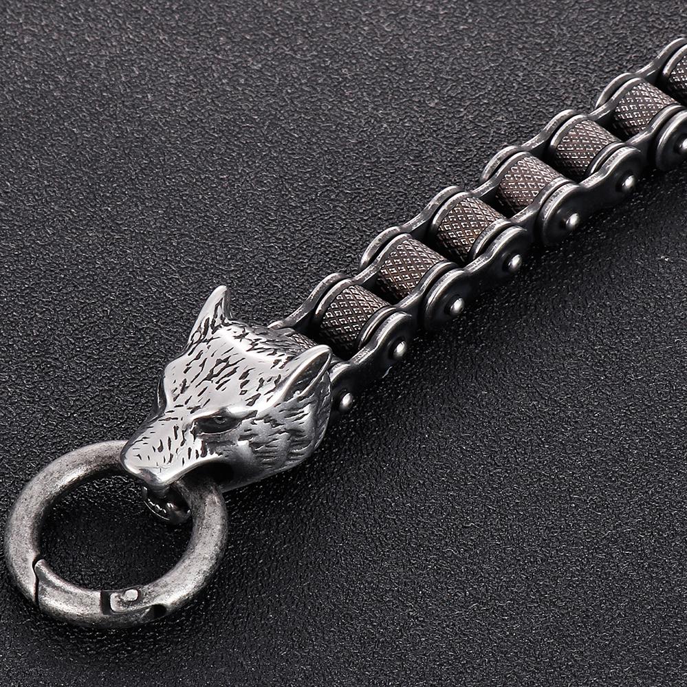 Готический двойной волчий головной браслет из нержавеющей стали для мужчин, винтажный черный цвет