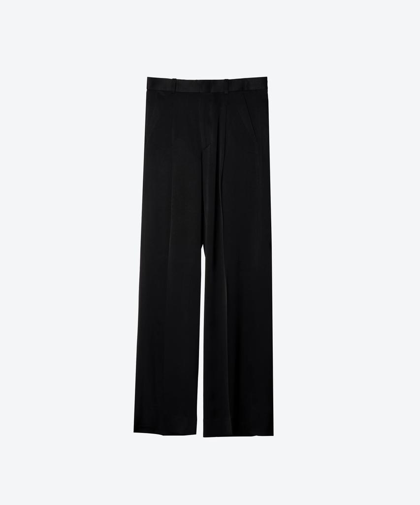 UNTAGE Satin Wide Trousers [Black(Unisex)]_Uth-Fp77