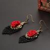 1 пара винтажных готических сережек-подвесок с черным кружевом и красными цветами в стиле Хэллоуин ARI