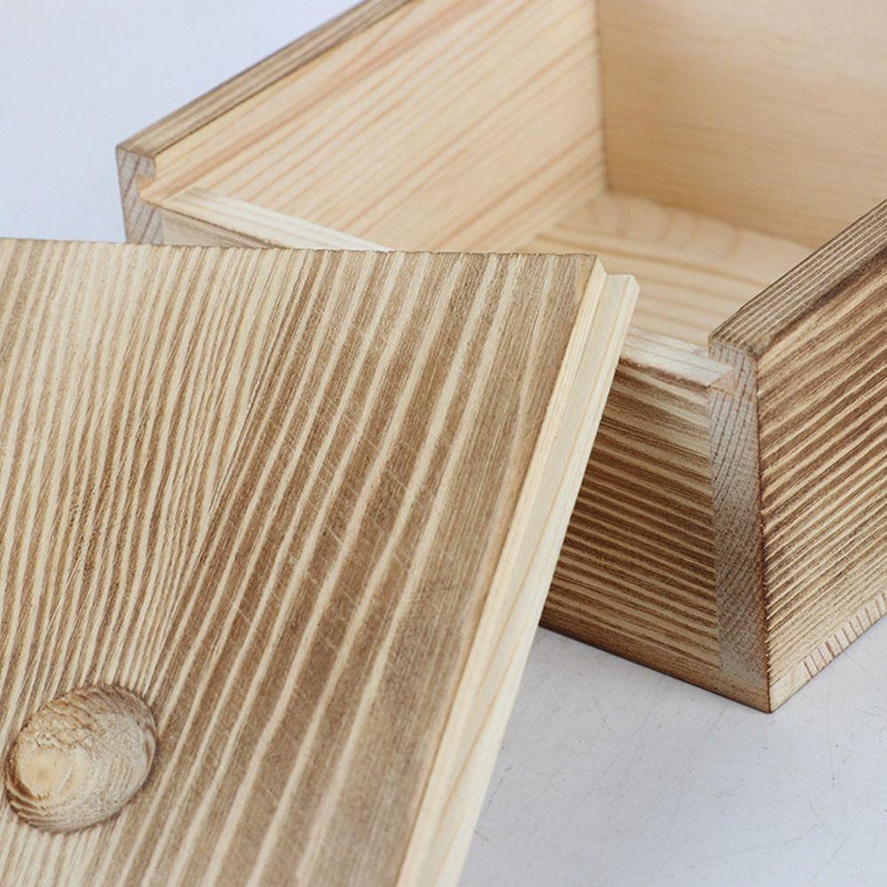 Natural With Slide Top Card Keeper Wooden Box Jewelry Organizer Case Storage Box Beads Container