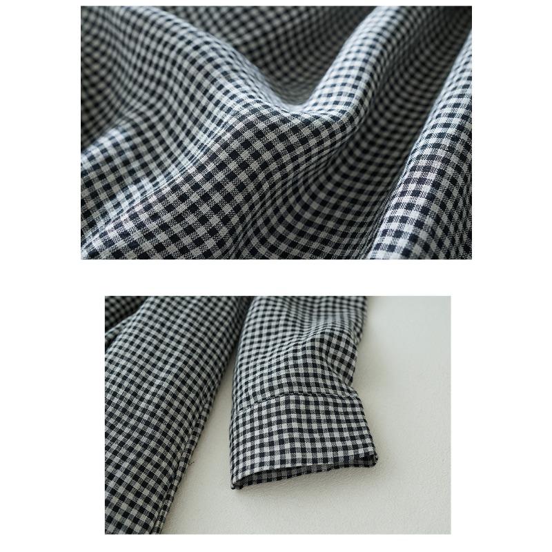 Осеннее новое клетчатое платье из хлопка и льна, женское свободное платье-рубашка с длинным рукавом