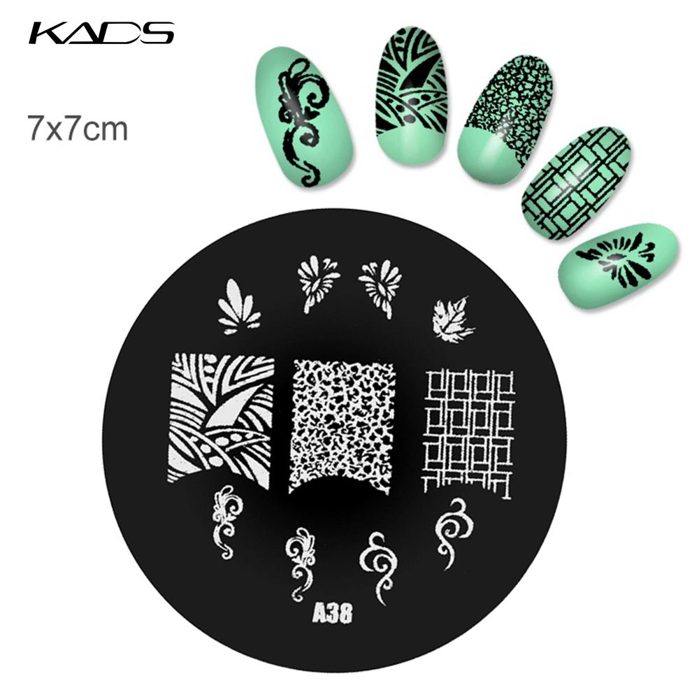 kads 1PC Round Stainless Steel Nail Art Nail Stamping Plates Manicure Stamp DIY for Nail Templates Classic Series Tools