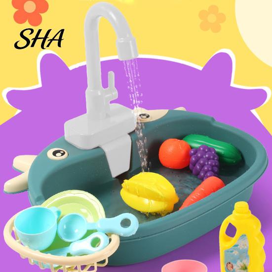 Pretend Play Sink Faucet Toy Replacement, Electric Water Circulation Educational Kitchen Playset Accessory for Kids Kitchen, Dishwasher Safe