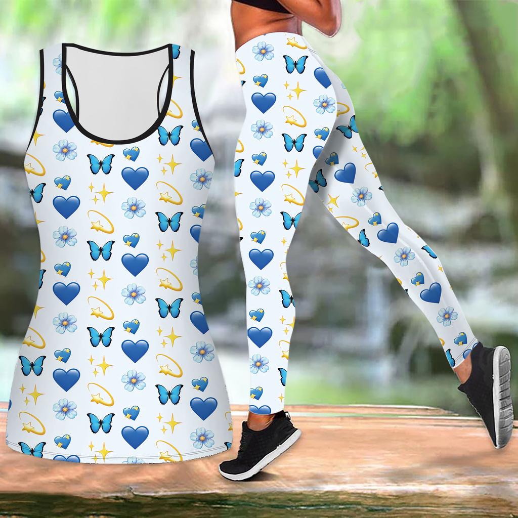 Розовый принт бабочки йога костюм для женщин модные леггинсы для тренировок фитнес спортивный повседневный комплект для йоги спортивный костюм