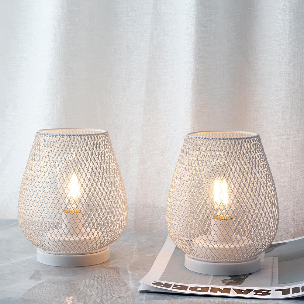 2 шт. Белая металлическая настольная лампа на батарейках, уличный фонарь со светодиодной лампой Эдисона для свадеб, вечеринок, патио, мероприятий, домашнего декора