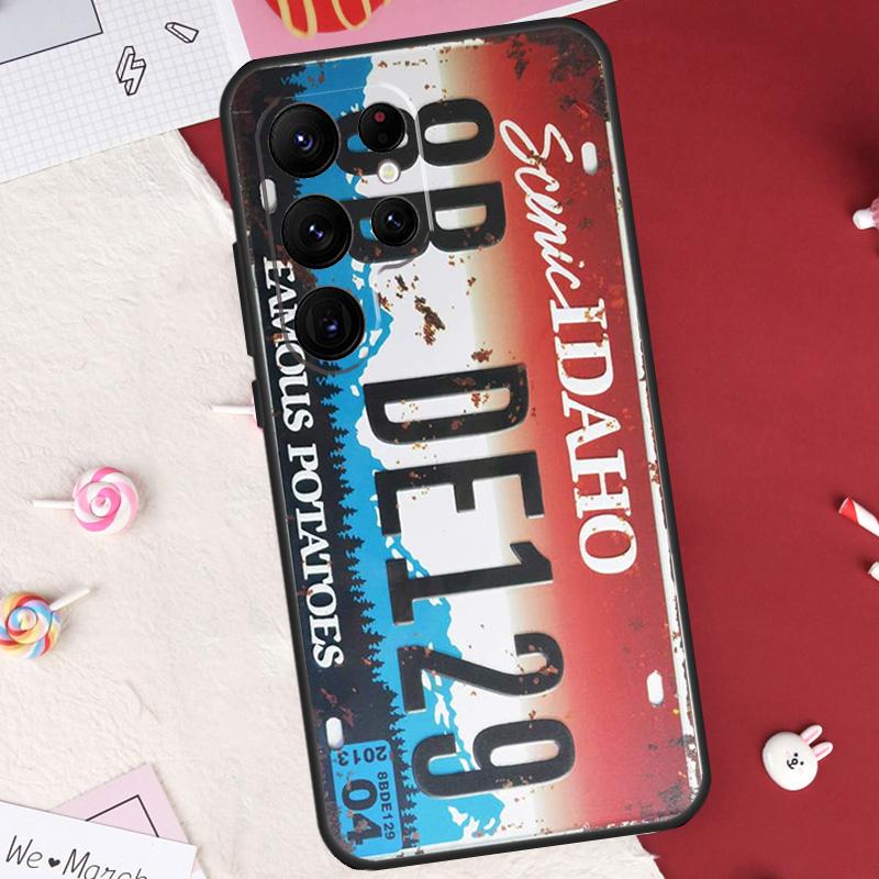 Retro Funny License Plate Case For Samsung Galaxy S21 S22 S23 S24 S25 S26 Ultra S10 S25 Plus S25 FE S20 FE Cover Shell