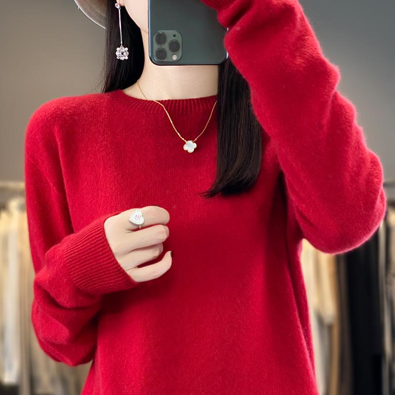 Женский кашемировый свитер Qinghe Cashmere 30% Кашемир 70% Шерсть Осенне-зимний кашемировый пуловер Мягкий и теплый